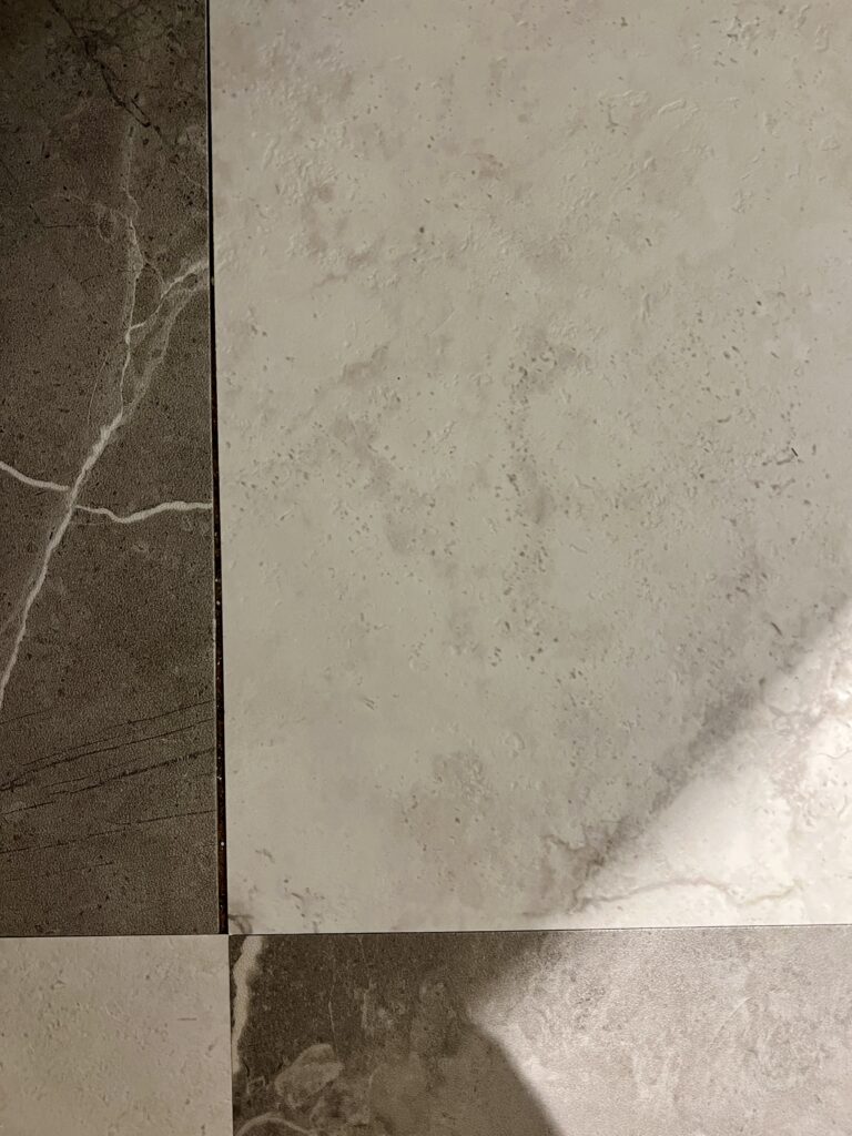 gap that formed between vinyl peel and stick tiles on my bathroom floors