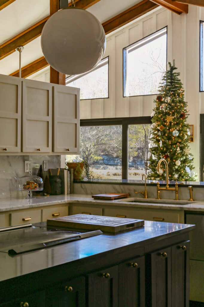 moody euro kitchen with christmas tree 