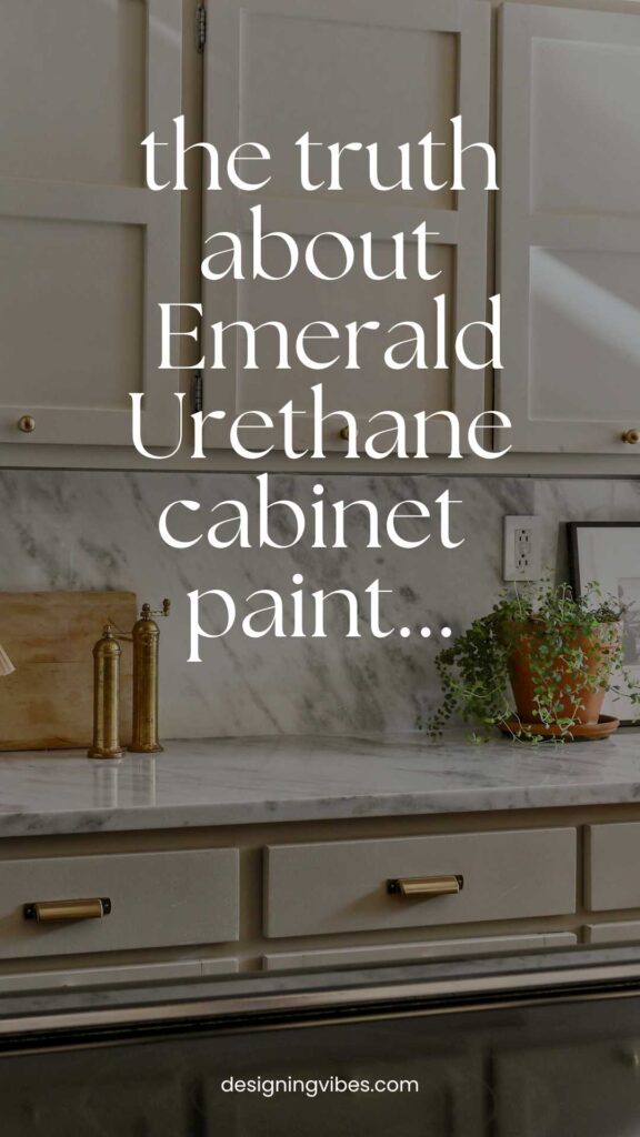 a view of my cabinets painted in sherwin williams emerald urethane after over 3 years of use in my kitchen