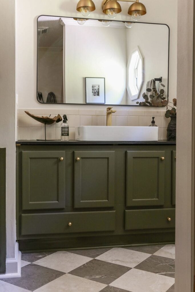 diy black countertops made from plywood im my bathroom