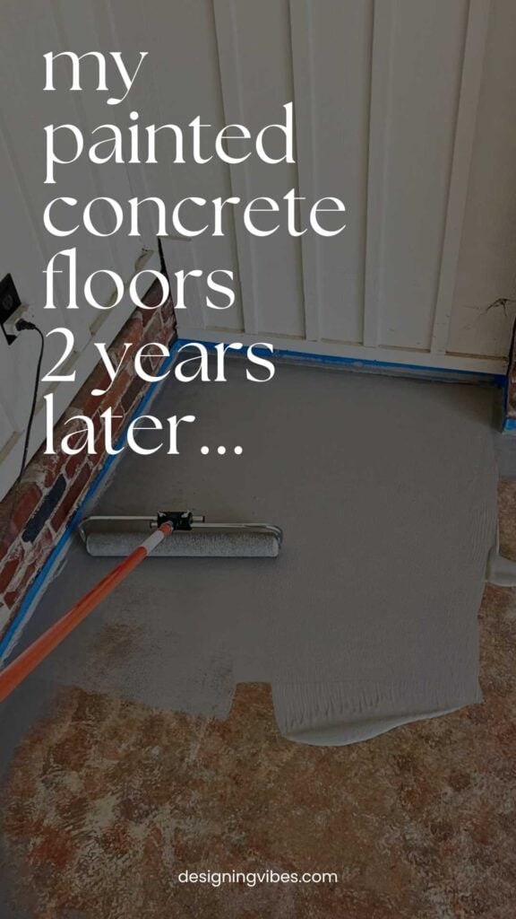 painting concrete floors on porch with a roller