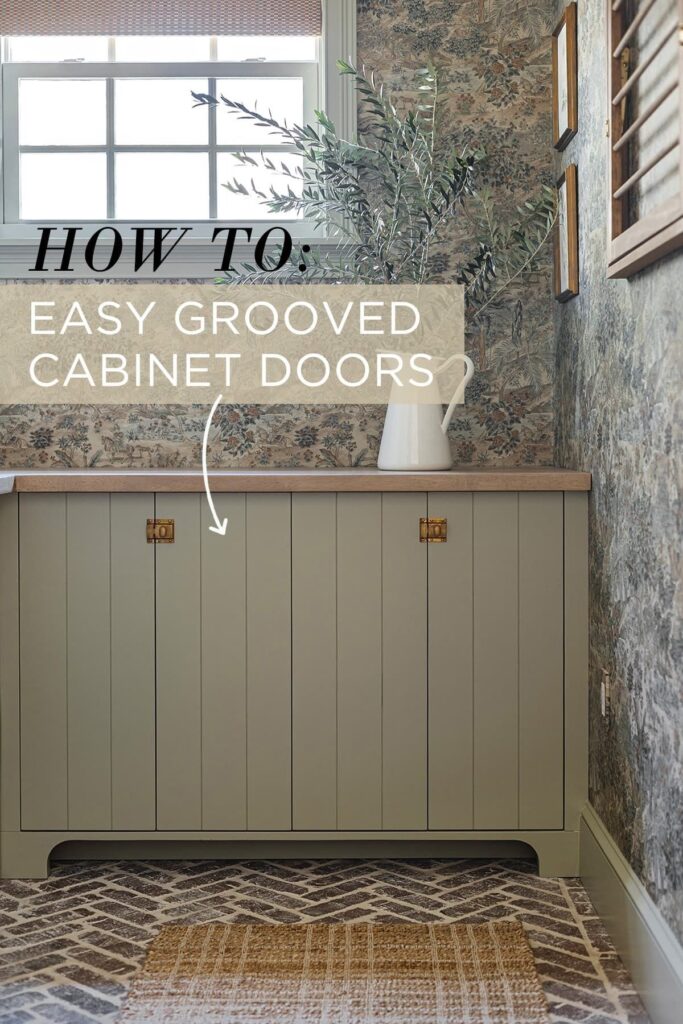easy diy grooved panel cabinet doors painted sage green