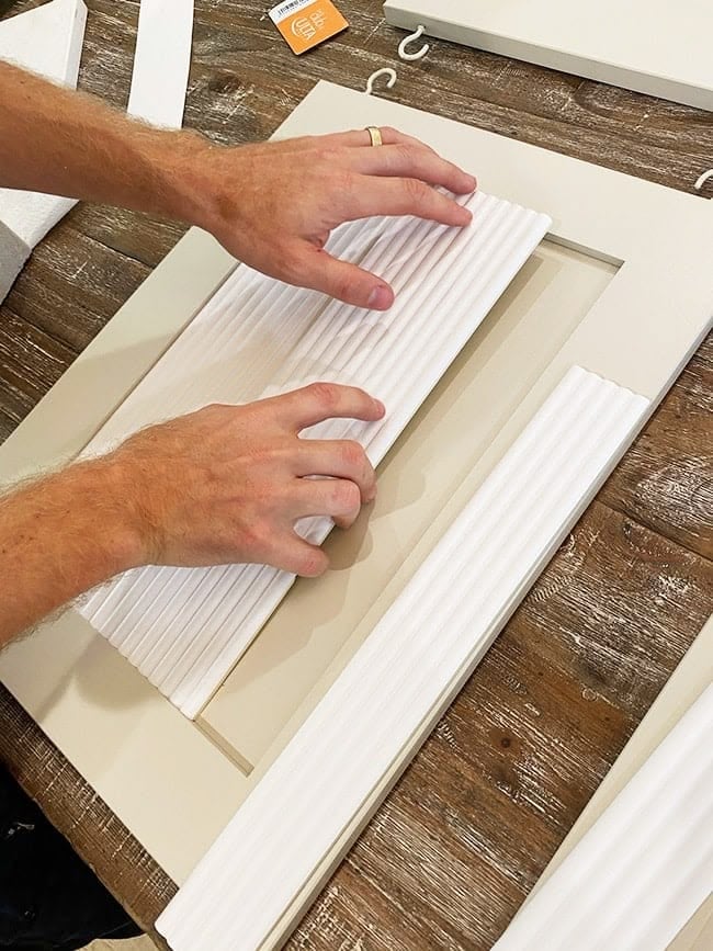 adding fluted panels to a shaker cabinet door diy style