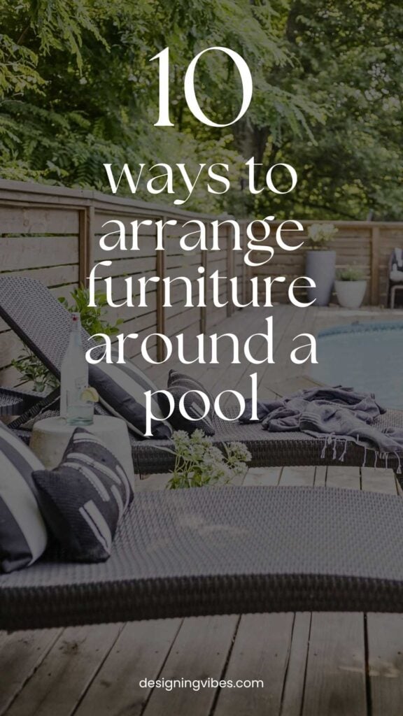 2 pool loungers arranged on a small pool deck 