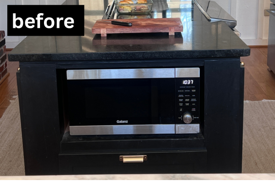 kitchen island before bulding diy drawers to conceal appliances
