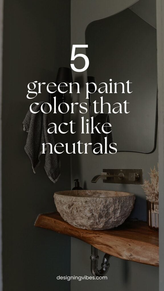 bathroom color drenched in earthy, neutral green paint color 