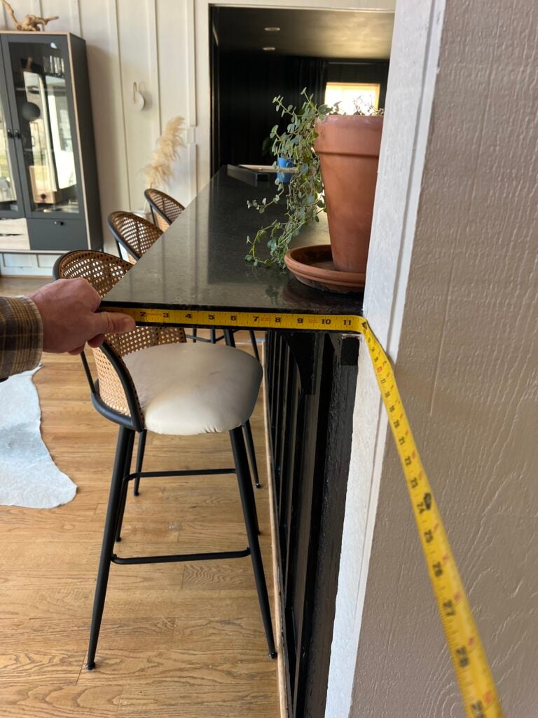 taking measurements for diy waterfall countertop dimensions 