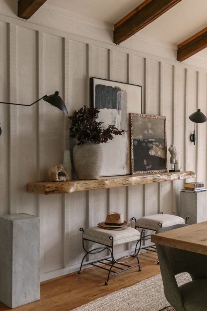 moody layered dining room with modern euro style